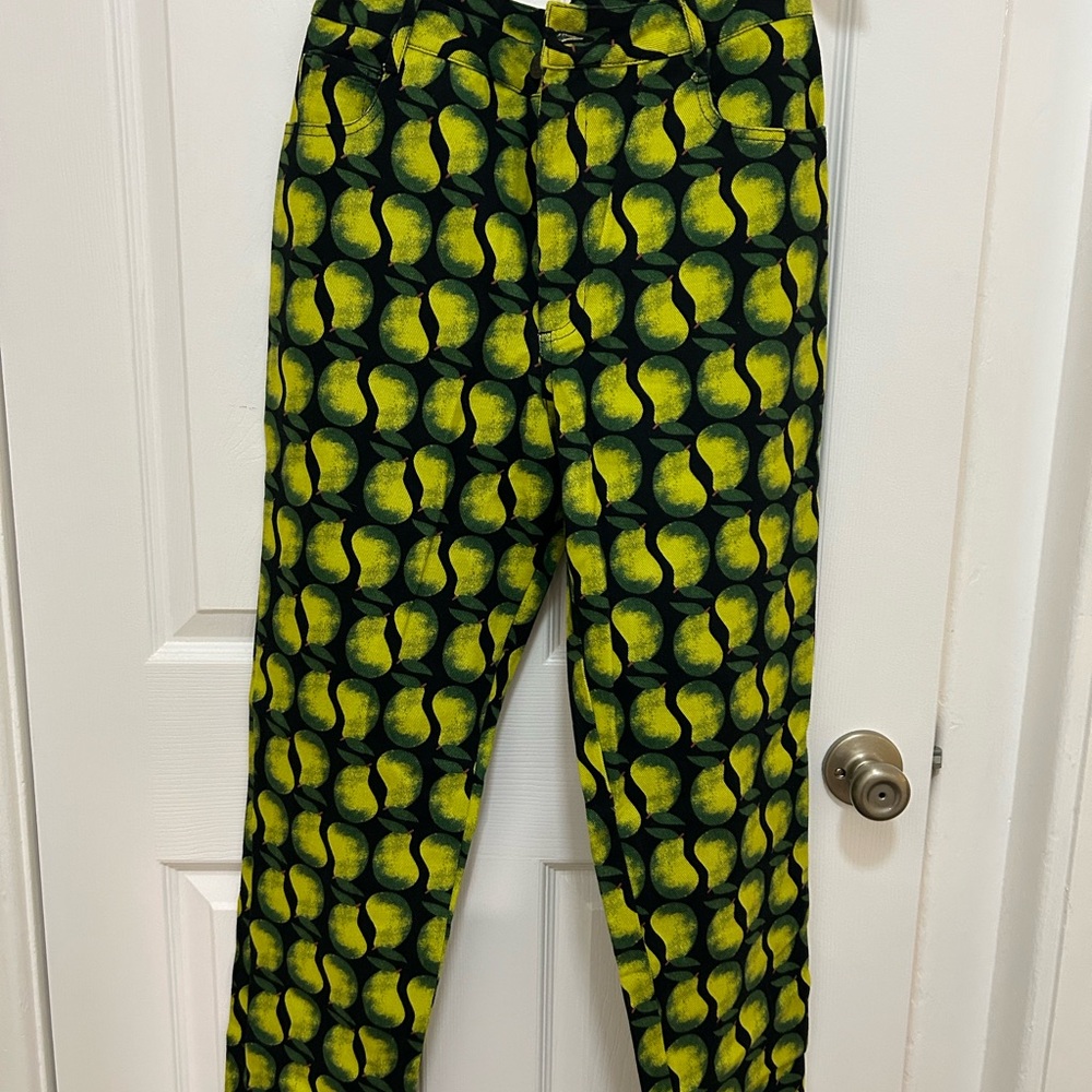 Lucy & Yak Green and Yellow Patterned Boyfriend Jeans